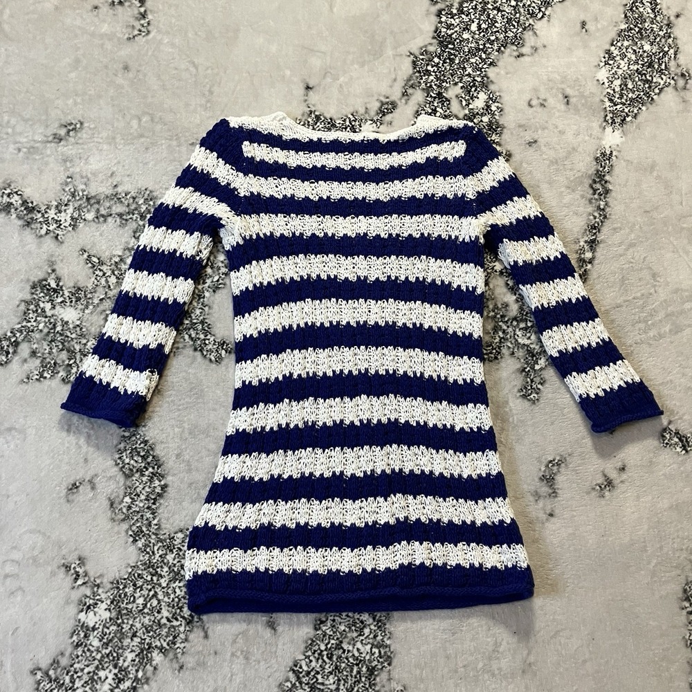 Gap Sweater Knit Top Womens Size M Blue White Stripe Beach Coastal Nautical - Picture 3 of 8